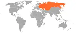 Map indicating locations of Holy See and Soviet Union