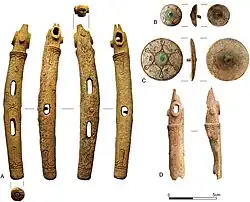 Horse bridle items made from antler[13]
