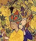 Humayun attendants, with Tāj-i 'Izzat headdress, Kabul in 1550-55