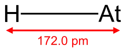 Skeletal formula of hydrogen astatide with the explicit hydrogen and a measurement added