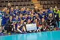 Women's team celebrating their silver at the 2019 Champions Cup