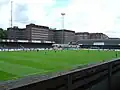 The home stand (on the left) and the away stand (on the right).
