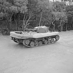 Valentine DD tank with screen lowered, 1944