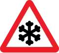 Slippery road because of Ice