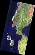 This image from Biomass depicts tropical forest on islands in Indonesia. This is the Halmahera rainforest, situated in mountainous terrain, much of which has volcanic origins.