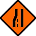 Lane ends on left