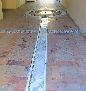 A near-horizontal ridged channel in the Room of Justice, 1360s Alcazar of Seville, Spain (wet)