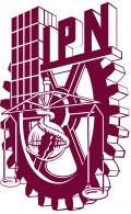 A cogwheel. On its right, the stylized form of a building. On its center, a scale in balance and a flask surrounded by a snake. On its top, the acronym "IPN".