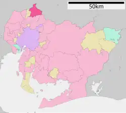 Location of Inuyama in Aichi Prefecture