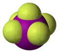 Space-filling model of iodine pentafluoride