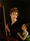 Self-Portrait at an Easel and With a Young Girl, 1804