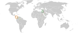 Map indicating locations of Israel and Panama