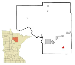 Location of the city of Warba within Itasca County, Minnesota