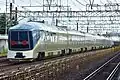 The E001 series Train Suite Shiki-shima cruise train on delivery in September 2016