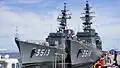 JS Shimayuki and JS&nbsp;Setoyuki at Hashin Base on 20 July 2013.