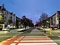 Pedestrian and bicycle path at night