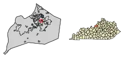 Location of Bellemeade in Jefferson County, Kentucky