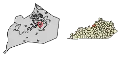 Location of Hurstbourne Acres in Jefferson County, Kentucky