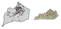 Location of Norbourne Estates in Jefferson County, Kentucky