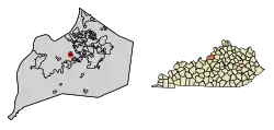 Location of Strathmoor Village in Jefferson County, Kentucky