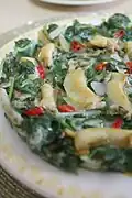 Jeonbok-chamnamul-buchimgae (abalone and chamnamul pancake)