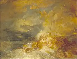 J. M. W. Turner, A Disaster at Sea (also known as The Wreck of the Amphitrite), c. 1833-35, 171.5&nbsp;cm × 220.5&nbsp;cm, Tate, London. Turner probably saw Géricault's painting when it was exhibited in London in 1820.