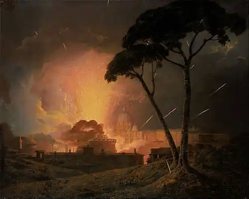 The Annual Girandola at the Castel Sant’Angelo by Joseph Wright of Derby