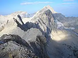 Inner Höllentalspitze (left front, 2,741&nbsp;m or 8,993&nbsp;ft)