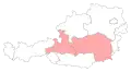 States in which the KPÖ is represented in the state parliament as an opposition party (light red)