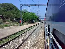 Train approaches Kadakkavoor Railway Station