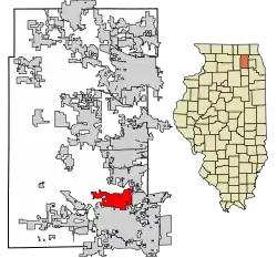 Location of North Aurora in Kane County, Illinois