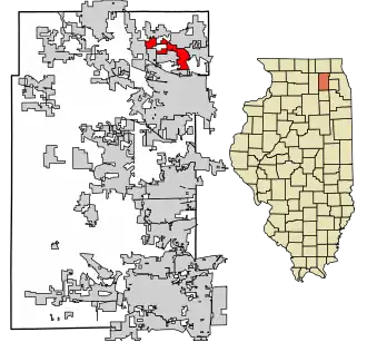 Location of West Dundee in Kane County, Illinois.