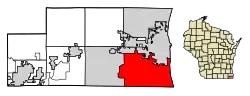 Location of Pleasant Prairie in Kenosha County, Wisconsin