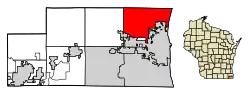 Location of Somers in Kenosha County, Wisconsin
