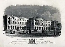 Image 61King's College London in 1831, as engraved by J. C. Carter. It is one of the founding institutions of University of London, established in 1836. (from History of education)