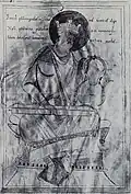11th-12th century, Germany. King David with monochord and "lyra", from Koblenz, Staatsarchiv, HS 101, NR 110, f 153.