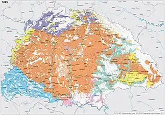Ethnic map of the Kingdom of Hungary in 1495