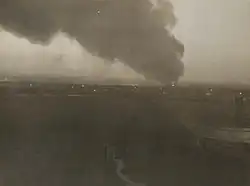 b&w photo of a fire