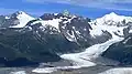 Mount Klooch centered at top, Mount Crillon to right