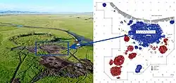 Kokel Culture cemetery, next to the Saka Arzhan tumulus at Tunnug 1, Tuva Republic.[1]