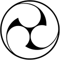 Kokumochiji-nuki Hidari-mitsudomoe (thunderbolt)