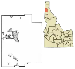 Location of Fernan Lake Village in Kootenai County, Idaho.