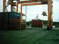 Rubber Tyred Gantry (RTG) in operation at Kuantan Port Container Yard