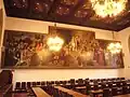 New Town Hall Munich, Large Conference Hall with the painting "Monachia" by Karl von Piloty from the years 1869–1879, removed in 1952, and rehung in 2004, dimensions: 6 × 17&nbsp;m, cost of purchase: 50,000 Guilders