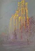 Cathedral Study 9, by LVG, 1925, charcoal, Goriansky Family Collection