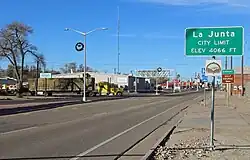 Looking west along East 1st Street (2021)