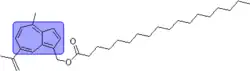 (7-isopropenyl-4-methylazulen-1-yl)methyl stearate structure