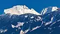 Lady Peak (left) and Knight Peak viewed just East of Chilliwack in winter