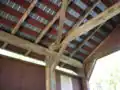 One of the inside corners of the bridge with the roof