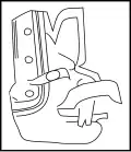 Figure from right shoulder, generally identified as the Banded-eye God. The narrow band running through the nose and down the face of this supernatural is nearly identical to the incised bands running down the youth's face.[3]